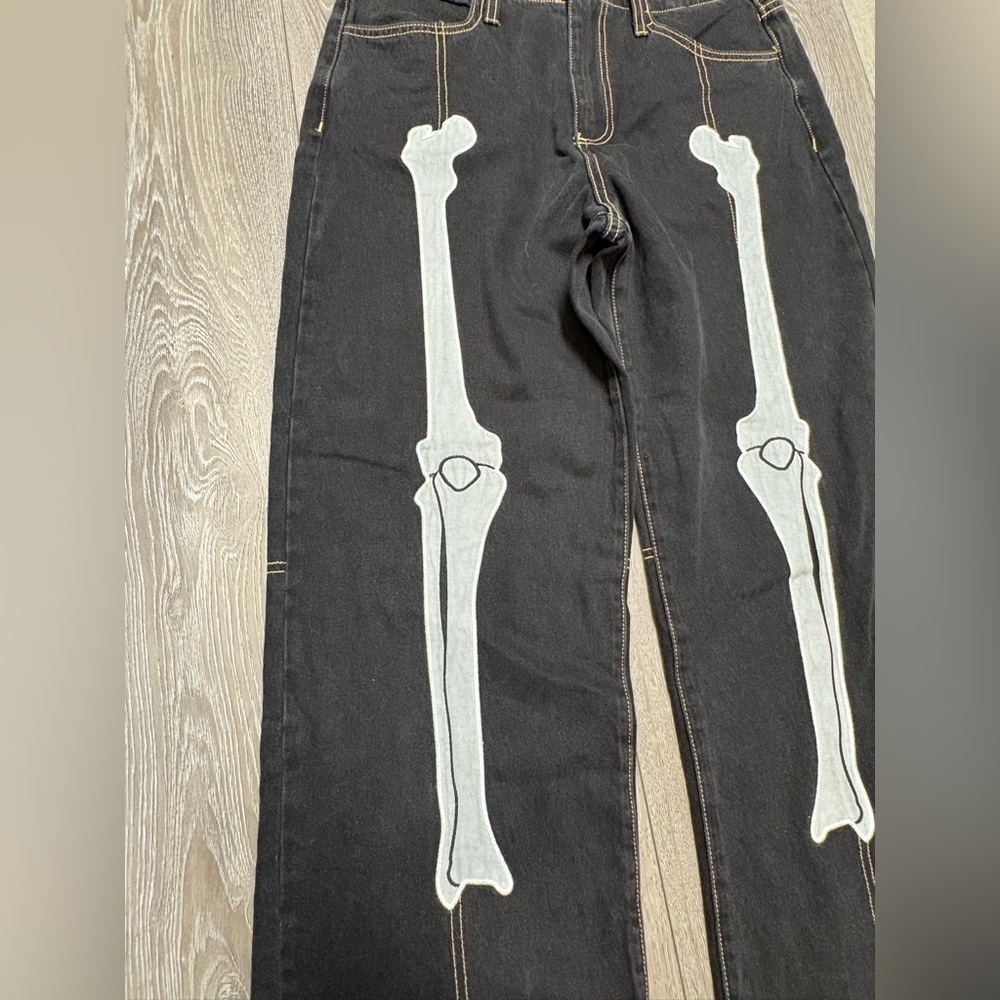 Forever 21 Black Jeans with Skeleton Design - Picture 2 of 10